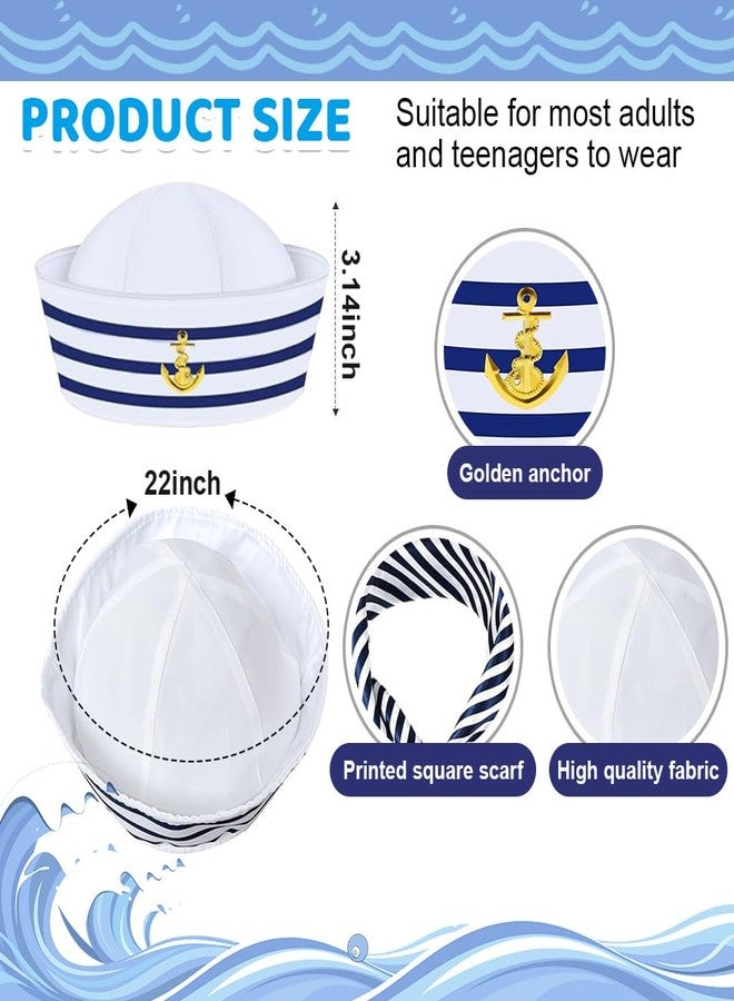PATPAT® Sailor Hat and Scarf Set for Women Men Navy Outfit Blue with White Sailor Hat Captain Hat Sailor Scarf - Image 2